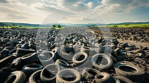 Tyre stockpiles are seen piled high at farm in Northern Ireland