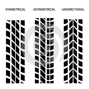 Tyre symmetrical asymmetrical unidirectional photo