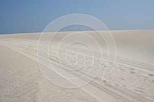 Tyre tracks across sand