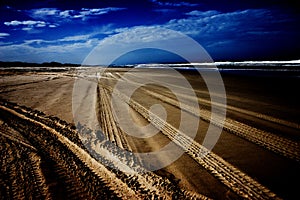 Tyre Tracks on beach