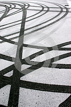 Tyre tracks in snow