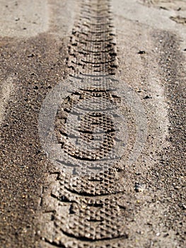 Tyre tread on dirt