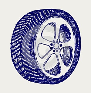 Tyre wheels. Doodle style