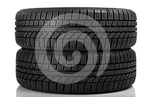Tyres over white background