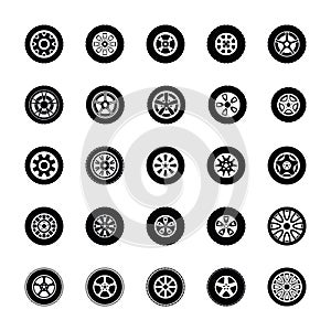 A Pack of Tyres Vector Icons