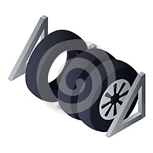 Tyres set garage icon, isometric style