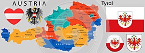 Tyrol coat of arms and map vector