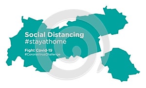 Tyrol map with Social Distancing stayathome tag