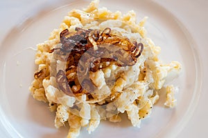 Tyrolean Chees Noodles or Pasta called Kaesespaetzle photo