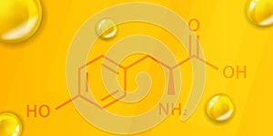 Tyrosine chemical formula. Tyrosine 3D Realistic chemical molecular structure