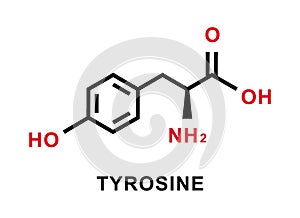 Tyrosine chemical formula. Tyrosine chemical molecular structure. Vector illustration