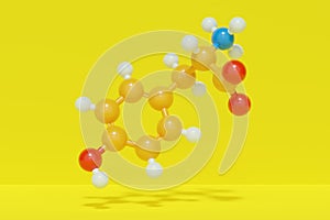 Tyrosine (l-tyrosine, Tyr, Y) amino acid molecule. 3D rendering