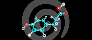 Tyrosine molecular structure isolated on black