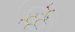 Tyrosine molecular structure isolated on grey