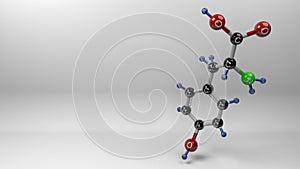 Tyrosine molecule 3D illustration.