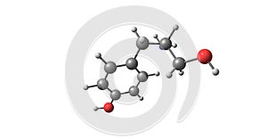 Tyrosol molecular structure isolated on white