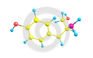 Tyrosol molecular structure isolated on white