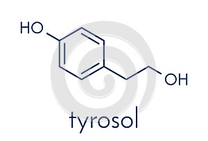 Tyrosol molecule. Antioxidant found in olive oil. Skeletal formula.