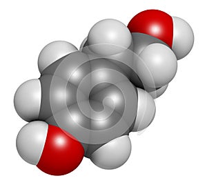 Tyrosol olive oil antioxidant molecule. 3D rendering. Atoms are represented as spheres with conventional color coding: hydrogen . photo