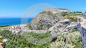 Tyrrhenian sea coast in Milazzo town, Sicily, Italy