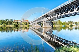 Tyrs Bridge over Labe River in Litomerice on sunny summer day, Czech Republic