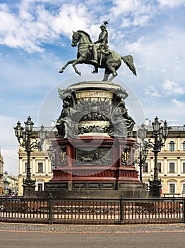 Tzar Nicholas I monument on St. Isaac\'s square, Saint Petersburg, Russia photo