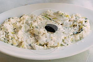 Tzaziki on a plate