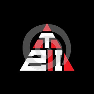 TZI triangle letter logo design with triangle shape. TZI triangle logo design monogram. TZI triangle vector logo template with red
