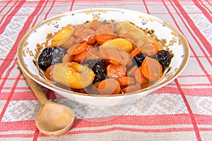 Tzimmes, tsimmes, stewed sweet carrots with dried fruit
