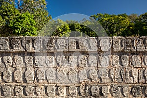 Tzompantli Wall of skulls, Chichen Itza, Mexico