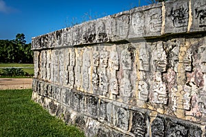 Tzompantli Wall of Skulls at Chichen Itza - Yucatan, Mexico