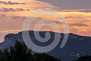 TÃÂªte de Chien Dog`s Head at sunset, near La Turbie and Principality of Monaco