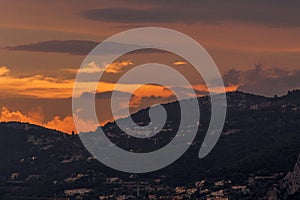 TÃÂªte de Chien Dog`s Head at sunset, near La Turbie and Principality of Monaco