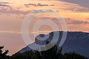 TÃÂªte de Chien Dog`s Head at sunset, near La Turbie and Principality of Monaco