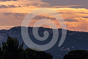 TÃªte de Chien Dog`s Head at sunset, near La Turbie and Principality of Monaco