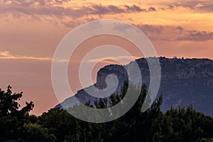 TÃªte de Chien Dog`s Head at sunset, near La Turbie and Principality of Monaco