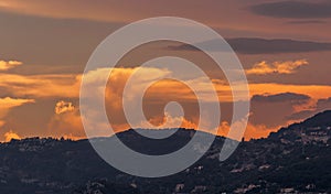 TÃªte de Chien Dog`s Head at sunset, near La Turbie and Principality of Monaco