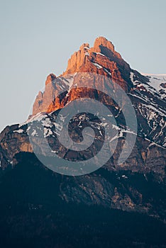 TÃªte du Colonney, sunset at a mountain top in French alps