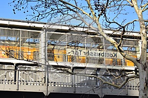 U bahn train at Kottbusser tor in Kreuzberg Berlin Germany