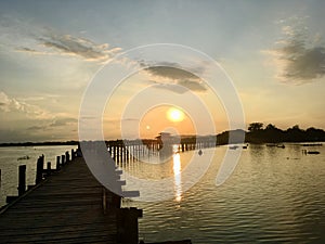 The U Bein Bridge in Mandalay city, Myanmar