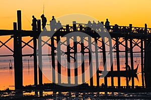 U Bein bridge, Myanmar with sunset