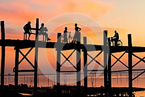 U Bein bridge, Myanmar with sunset
