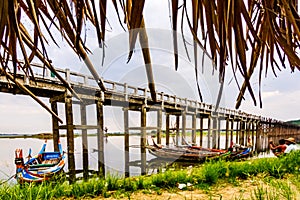 U Bein Bridge, Peaceful lake landscape in Mandalay, Myanmar