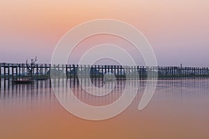 U Bein Bridge after sunset in Myanmar