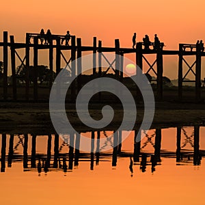 U Bein bridge at sunset, Myanmar