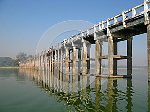 U Bein Bridge on Taungthaman Lake, Amarapura, Myanmar