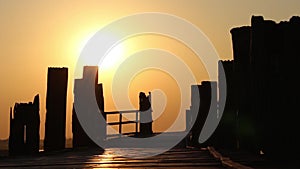 U-Bein Wooden Bridge at Sunset in Mandalay, Myanmar