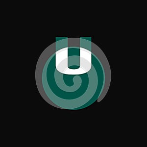 U bold letter mark logo vector illustration. White and green Concept design.