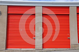 U-HAUL self storage location with red garage front