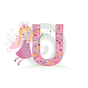 U letter with a cute fairy tale